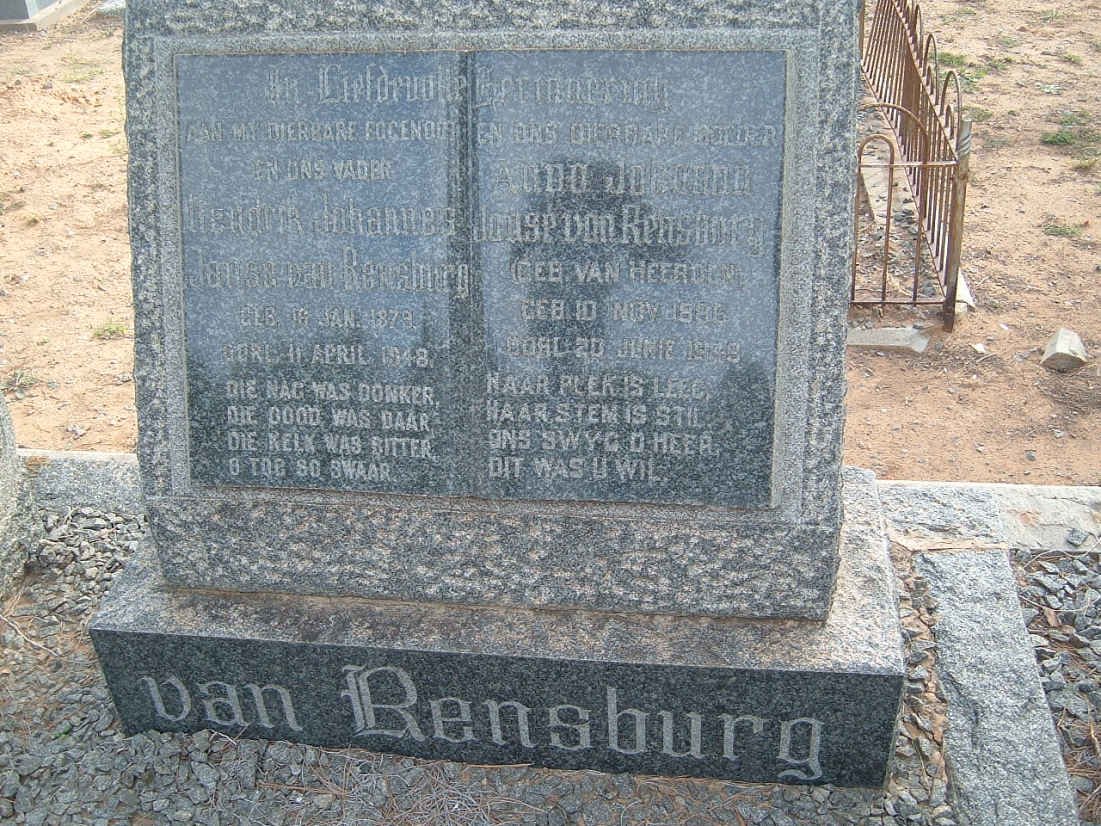 RENSBURG Hendrik Johannes, Janse van 1873-1948 &amp; Anna Johanna VAN HEERDEN 1886-1949