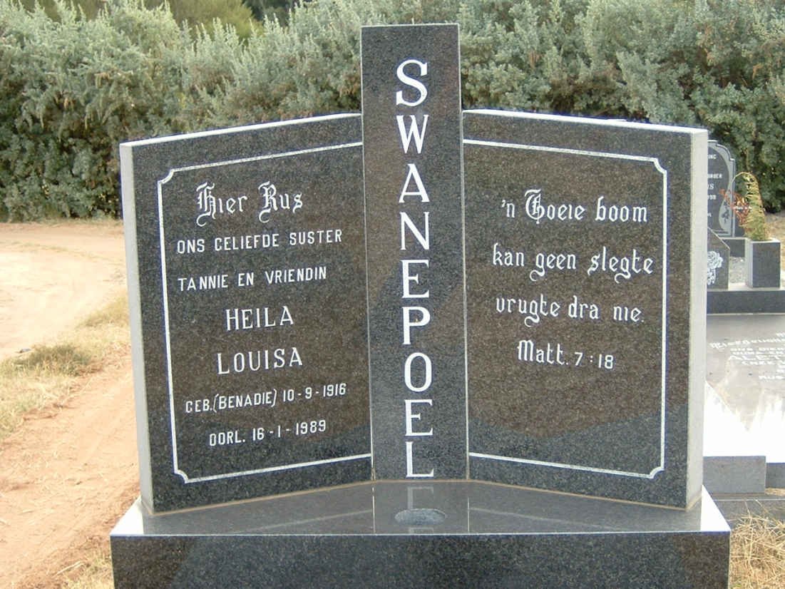 SWANEPOEL Heila Louisa nee BENADIE 1916-1989