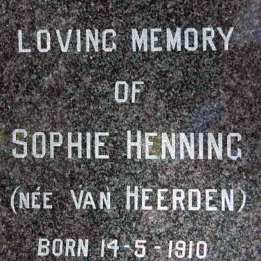 HENNING Sophie nee VAN HEERDEN 1910-1997