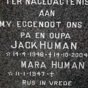 HUMAN Jack 1946-2004 &amp; Mara 1947-