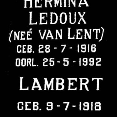 LEDOUX Lambert 1918-2003 &amp; Hermina VAN LENT 1916-1992