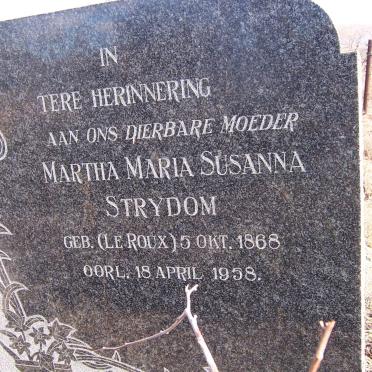 STRYDOM Martha Maria Susanna nee LE ROUX 1868-1958