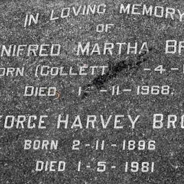 BROWN George Harvey 1896-1981 &amp; Winifred Martha COLLETT 1902-1968