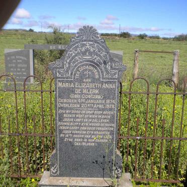 KLERK Maria Elizabeth Anna, de nee COETZEE 1874-1928