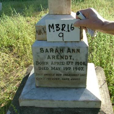 ARENDT Sarah Ann 1906-1907