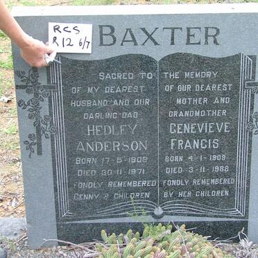 BAXTER Hedley Anderson 1908-1971 &amp; Genevieve Francis 1909-1988