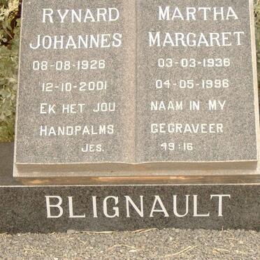 BLIGNAULT Rynard Johannes 1926-2001 &amp; Martha Margaret 1936-1996