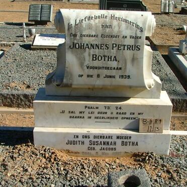 BOTHA Johannes Petrus -1939 &amp; Judith Susanna JACOBS -19?1