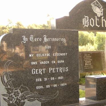 BOTHA Gert Petrus 1921-1984 &amp; Jacoba Johanna M. FOURIE 1924-1996