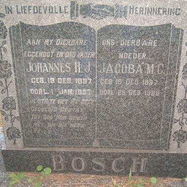 BOSCH Johannes H.J. 1897-1957 &amp; Jacoba M.C. 1897-1989