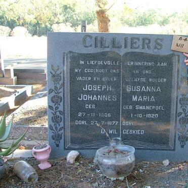 CILLIERS Joseph Johannes 1906-1977 &amp; Susanna Maria SWANEPOEL 1920-