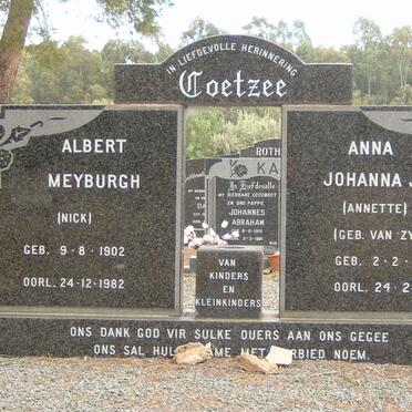 COETZEE Albert Meyburgh 1902-1982 &amp; Anna Johanna J. VAN ZYL 1906-1993