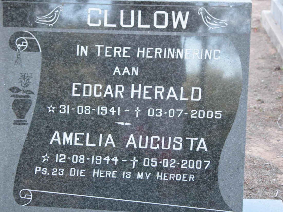 CLULOW Edgar Herald 1941-2005 &amp; Amelia Augusta 1944-2007