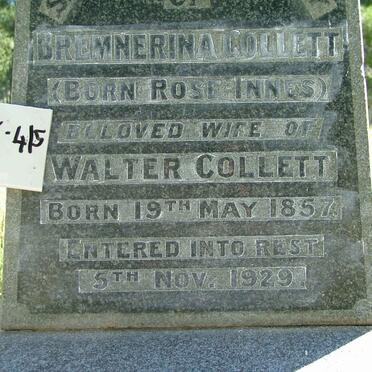 COLLETT Bremnerina nee  ROSE-INNES 1857-1929