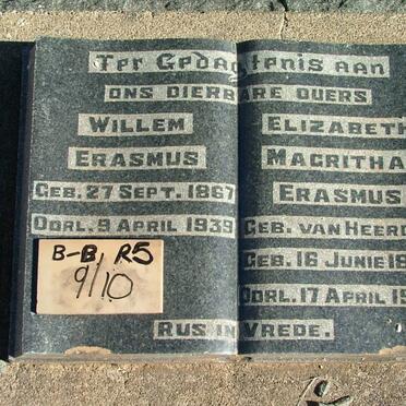 ERASMUS Willem 1867-1939 &amp; Elizabeth Magritha VAN HEERDEN 1869-1939