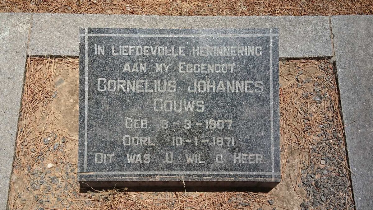 GOUWS Cornelius Johannes 1907-1971 &amp; Catharina Aletta Elizabeth CONRADIE 1907-1988