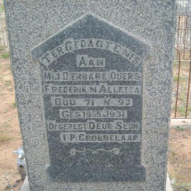 GROBBELAAR Frederik -1905 &amp; Alletta -1931