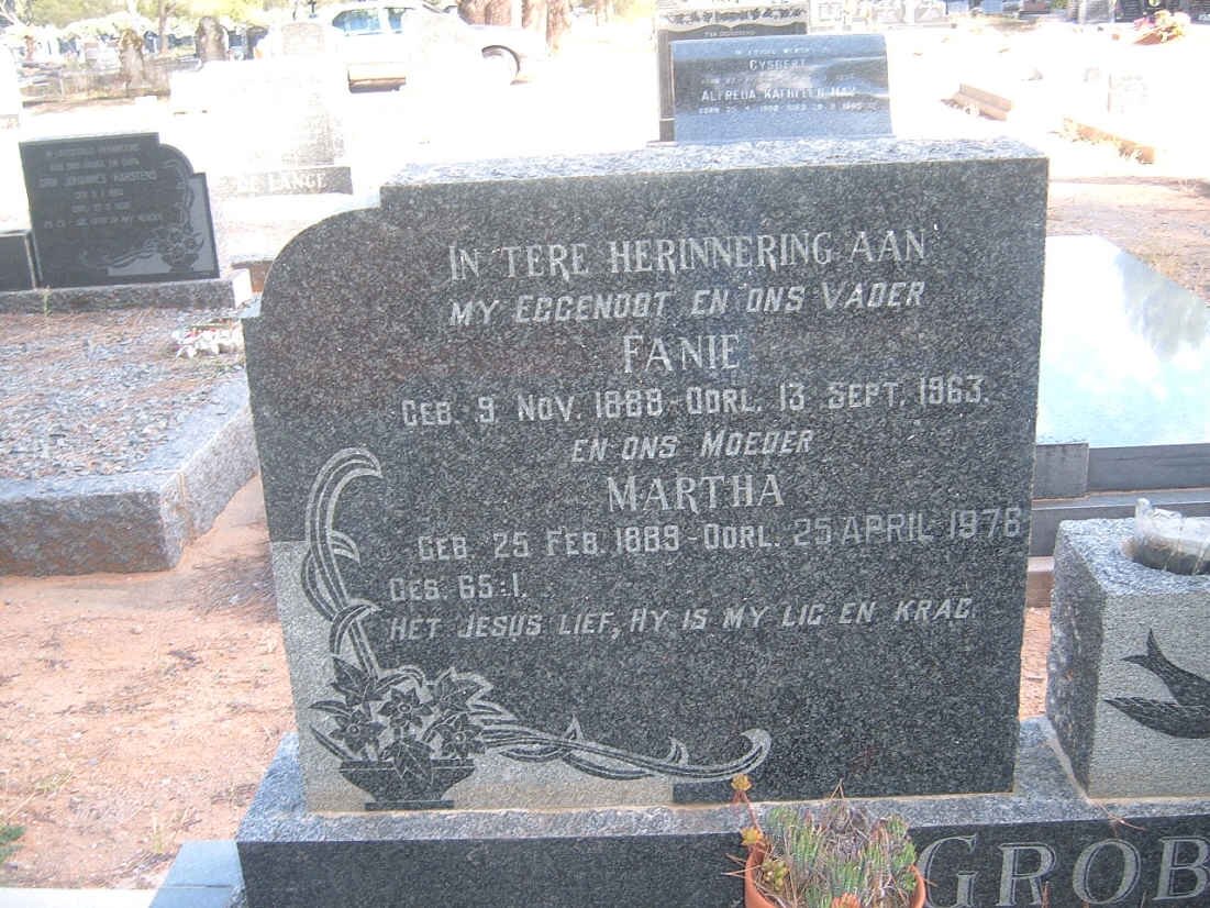 GROBLER Fanie 1888-1963 &amp; Martha 1889-1976