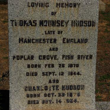 HUDSON Thomas Mounsey 1878-1944 &amp; Charlotte 1870-1964