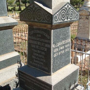 HEERDEN W.J. 1843-1932 &amp; Johanna Wilhelmina BOTHA -1923