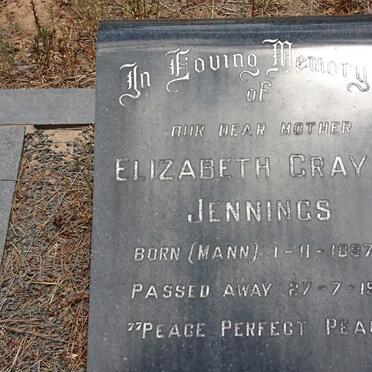 JENNINGS Elizabeth formerly GRAY nee MANN 1897-1983