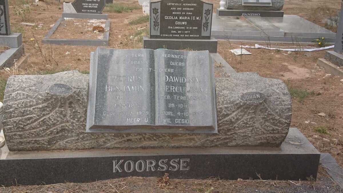 KOORSSE Petrus Benjamin 1903-1976 &amp; Dawidina Herculina TERBLANCHE 190?-1976