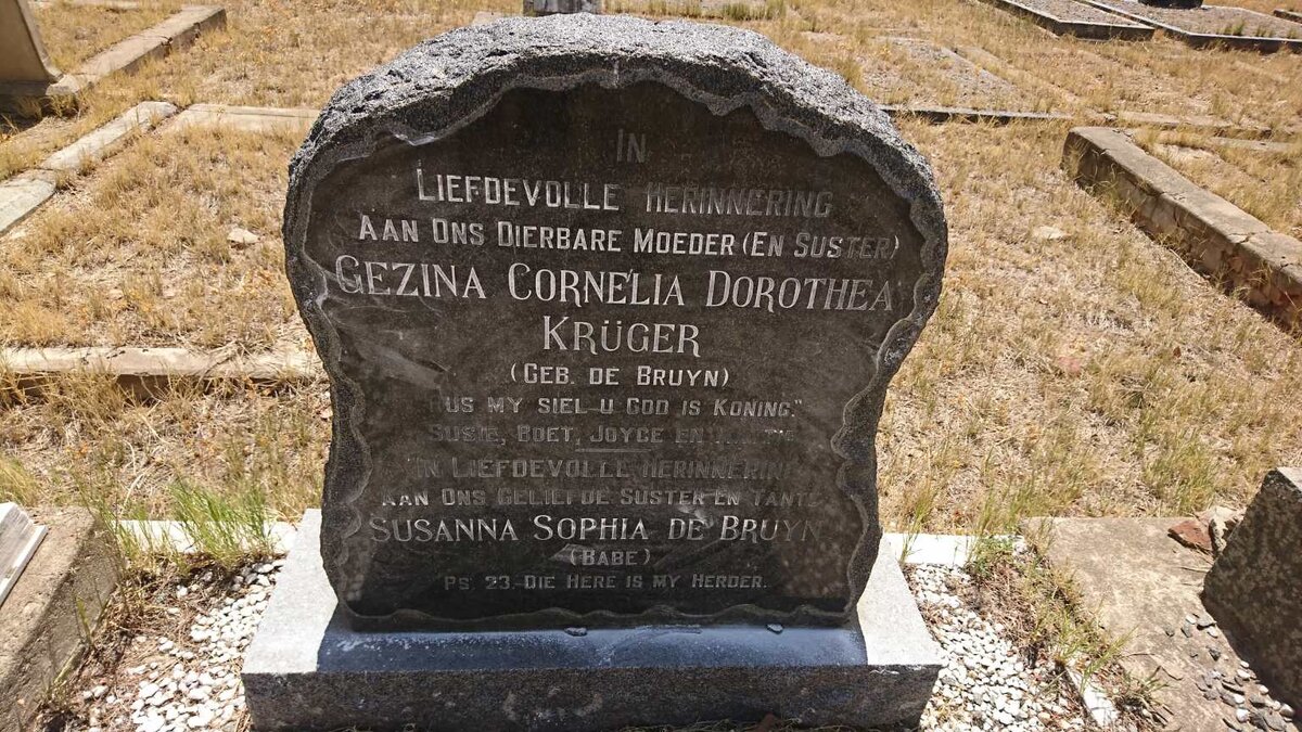 KRUGER Gezina Cornelia Dorothea nee DE BRUYN :: DE BRUYN Susanna Sophia