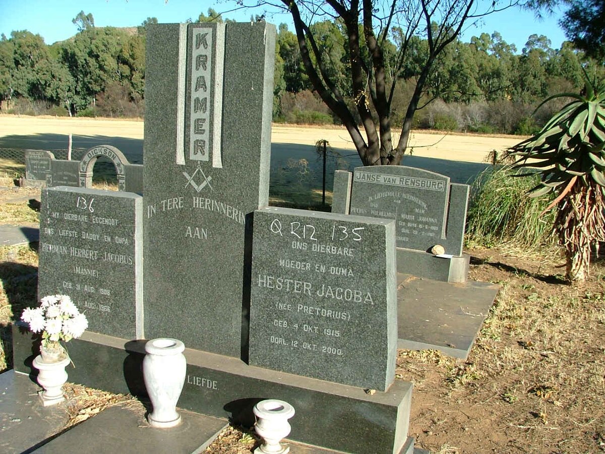 KRAMER Herman Herbert Jacobus 1908-1966 &amp; Hester Jacoba PRETORIUS  1915-2000