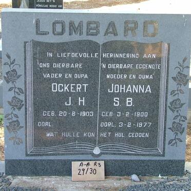 LOMBARD Ockert J.H. 1903- &amp; Johanna S.B. 1900-1977