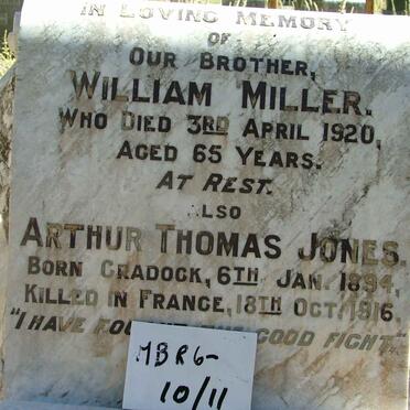 MILLER William -1920 :: JONES Arthur Thomas 1894-1916