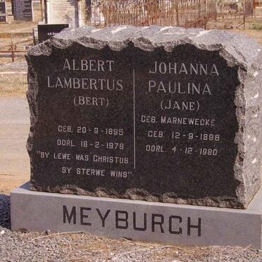 MEYBURGH Albert Lambertus 1895-1978 &amp; Johanna Paulina MARNEWECKE 1896-1980