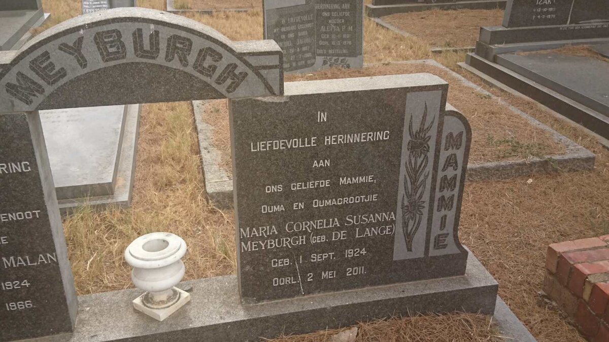 MEYBURGH André Francois Malan 1924-1966 &amp; Maria Cornelia Susanna DE LANGE 1924-2011