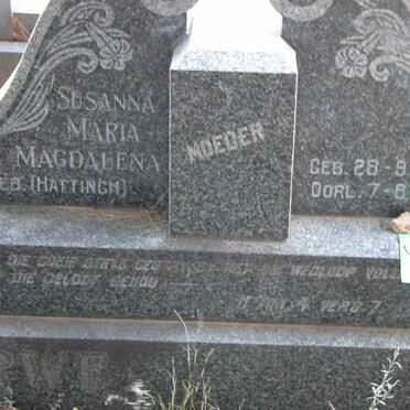 MERWE Barend Stefanus, van der 1885-1974 &amp; Susanna Maria Magdalena HATTINGH 1886-1960