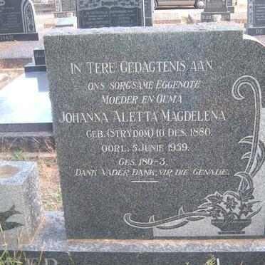 MULLER Johanna Aletta Magdelena nee STRYDOM 1880-1959