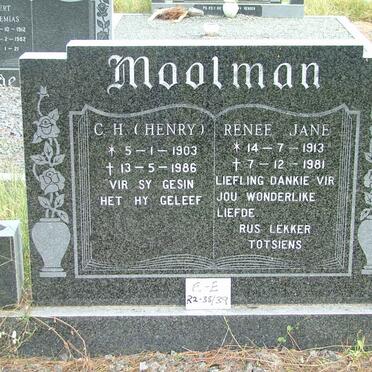 MOOLMAN C.H. 1903-1986 &amp; Renee Jane 1913-1981