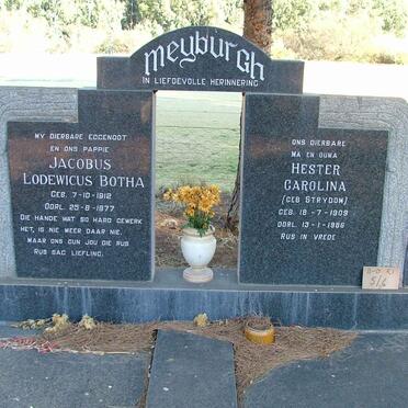 MEYBURGH Jacobus Lodewicus Botha 1912-1977 &amp; Hester Carolina STRYDOM 1909-1988
