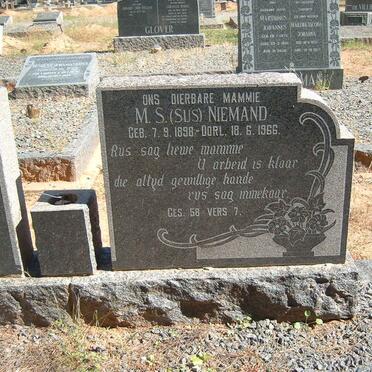 NIEMAND Diederick P. 1895-1955 &amp; M.S. 1898-1966