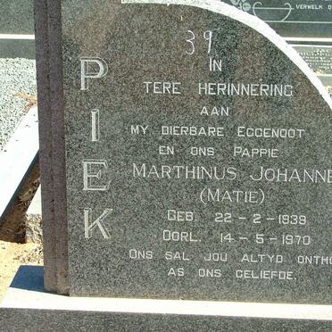 PIEK Marthinus Johannes 1939-1970