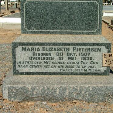 PIETERSEN Maria Elizabeth 1907-1930