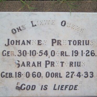 PRETORIUS Johannes 1854-1926 &amp; Sarah 1860-1933