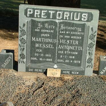 PRETORIUS Marthinus Wessel 1910-1985 &amp; Hester Antoinetta STRYDOM 1918-1978