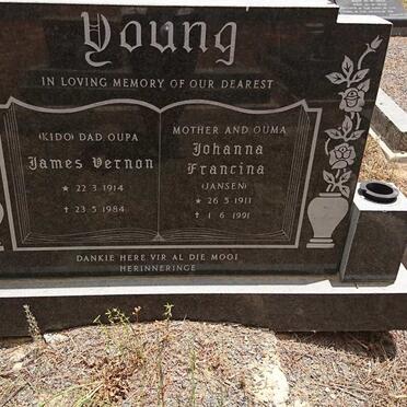 YOUNG James Vernon 1914-1984 &amp; Johanna Francina JANSEN 1911-1991