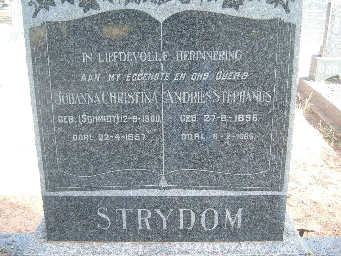 STRYDOM Andries Stephanus 1896-1965 &amp; Johanna Christina SCHMIDT 1900-1957