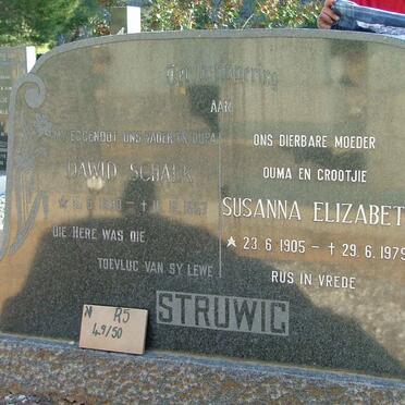 STRUWIG Dawid Schalk 1900-1967 &amp; Susanna Elizabeth 1905-1979