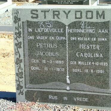 STRYDOM Petrus Jacobus 1893-1972 &amp; Hester Carolina MULLER 1895-1981