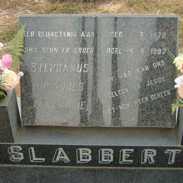 SLABBERT Izak Jacob 1943-1996 &amp; Hester Cornelia 1953- :: SLABBERT Stephanus Johannes Fanie 1972-1987
