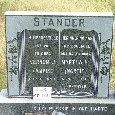 STANDER Vernon J. 1943- &amp; Martha M. 1946-1996