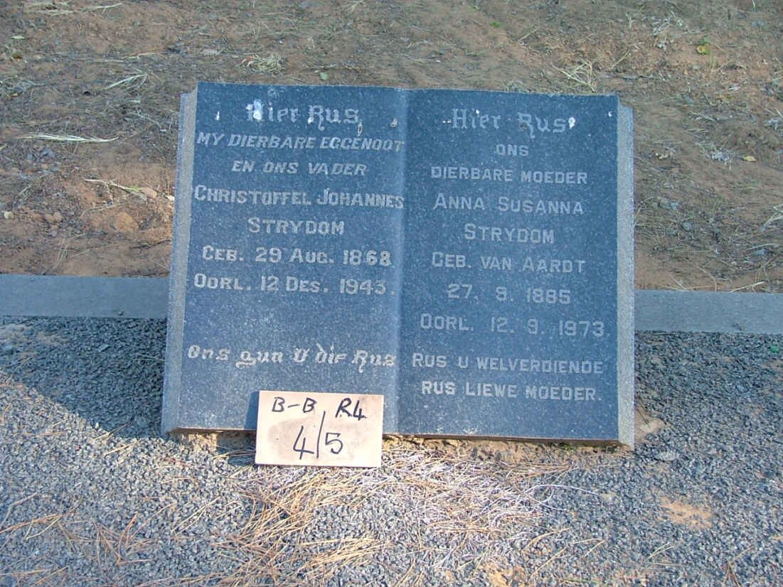 STRYDOM Christoffel Johannes 1868-1943 &amp; Anna Susanna VAN AARDT 1885-1973