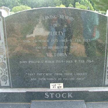 STOCK Hedly 1875-1953 &amp; Victoria PHILIPS 1864-1954