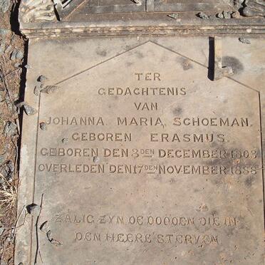 SCHOEMAN Johanna Maria nee ERASMUS 1803-1888